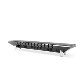 Hexcal Studio Monitor Stand's back shows 8 power outlets and patented cable organizers.