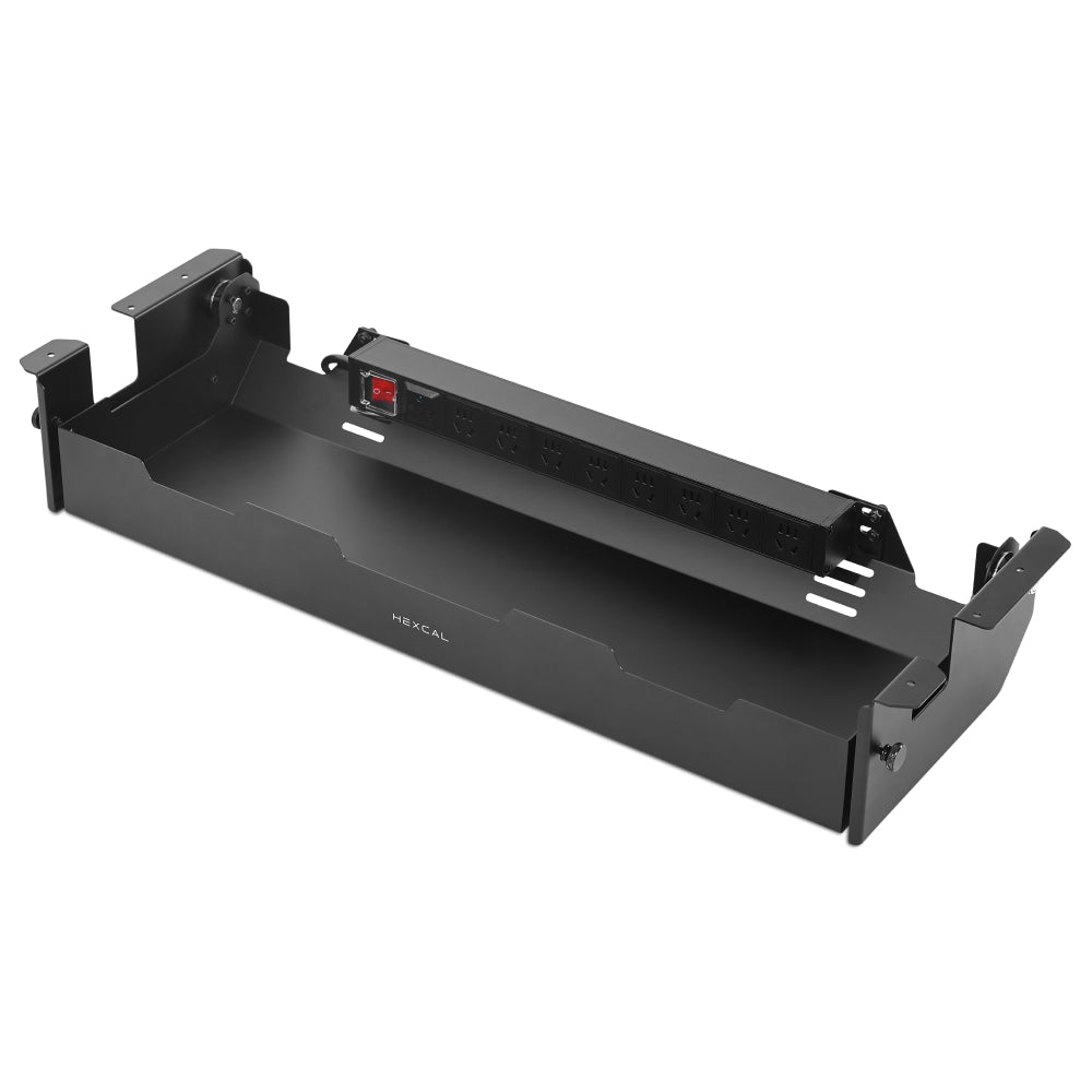 Hexcal Under Desk Cable Management Tray with sleek, minimalist design, keeping your workspace clutter-free.