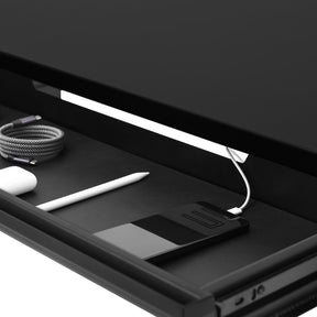 The under-desk drawer keeps your documents, cables, and office essentials organized and easily accessible.